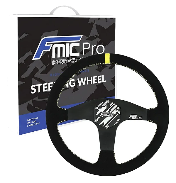 Kierownica sportowa FMIC.Pro Classic zamszowa 350mm odsadzenie 33mm żółta