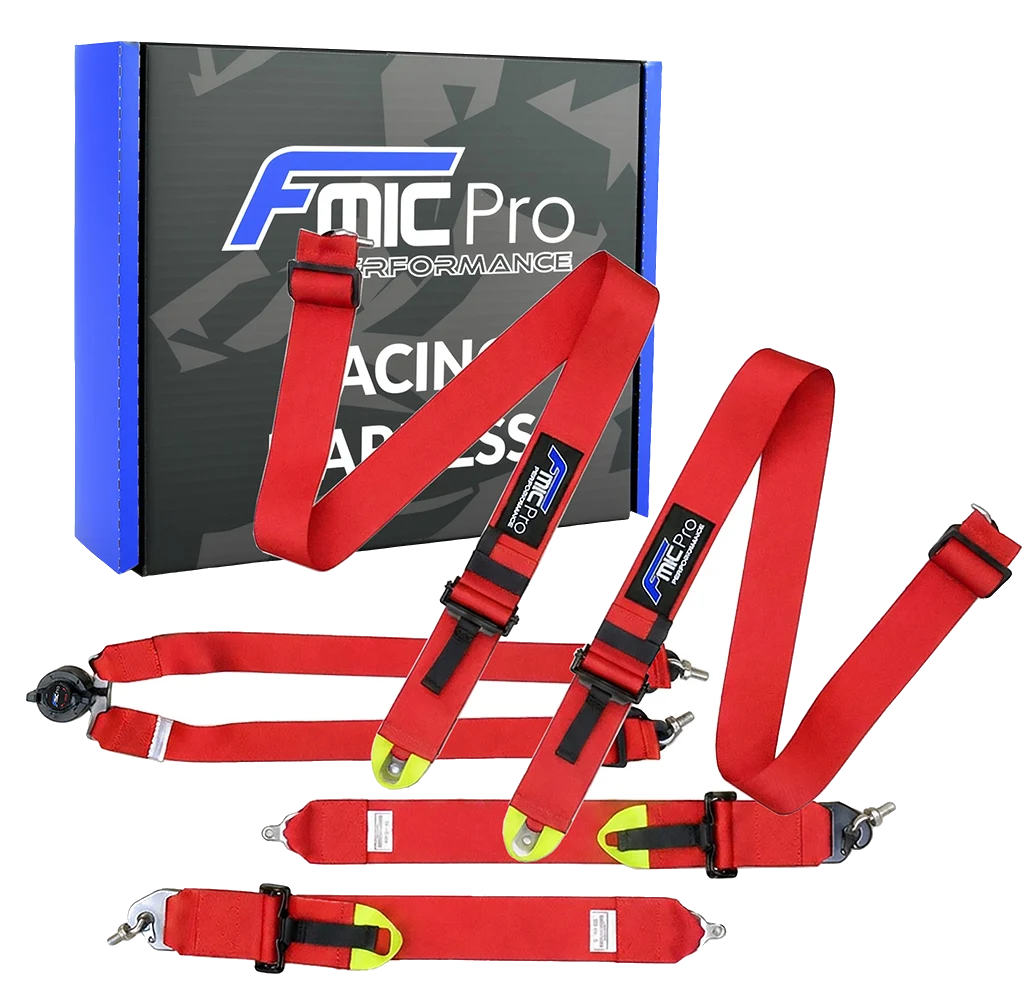 Pasy sportowe FMIC.Pro FIA 2031 8853-2016 6-punktowe 3"x 3" Czerwone
