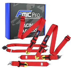 Pasy sportowe FMIC.Pro FIA 2031 8853-2016 6-punktowe 3"x 3" Czerwone
