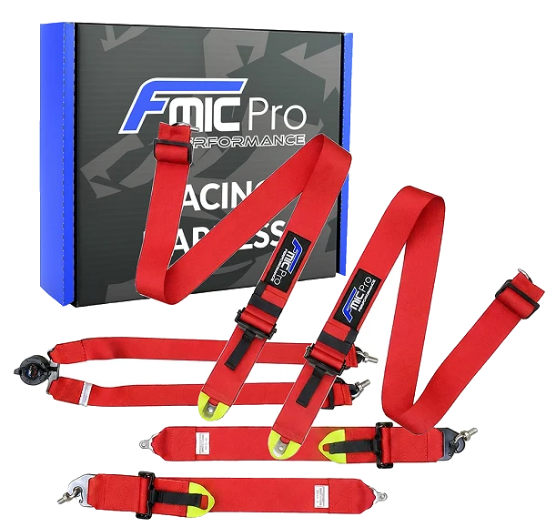 Pasy sportowe FMIC.Pro FIA 2031 8853-2016 6-punktowe 3"x 3" Czerwone