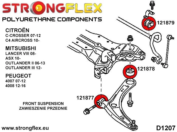 121879A: Tuleja stabilizatora przedniego SPORT Peugeot 4007 - 121879A_25mm