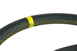 Kierownica sportowa FMIC.Pro Classic skórzana 350mm odsadzenie 33mm żółta