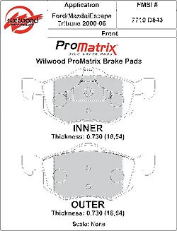 Klocki hamulcowe Wilwood 150-D0843K PM ProMatrix D843 Street Performance Racing Pads .73