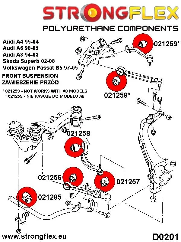 021285A: Tuleja stabilizatora przedniego SPORT Audi A4 - 021285A_29mm
