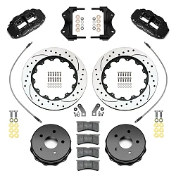 Wilwood 140-18075-D Forged Narrow Superlite 4R Big Brake Rear Brake Kit For OE Parking Brake 13.5 Drilled Rotor Black