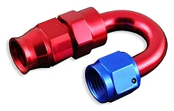 AN4 180' PTFE Końcówka paliwowa olejowa JIC Czerwony