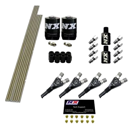 4-Cyl Shark Plumb kit with 2 Solenoids and 75Hp Jets Nitrous Express NX 13393