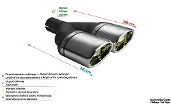 Uniwersalna końcówka tłumika owalna 120×80mm długość 250mm średnica montażowa 50mm - N2-27P/50