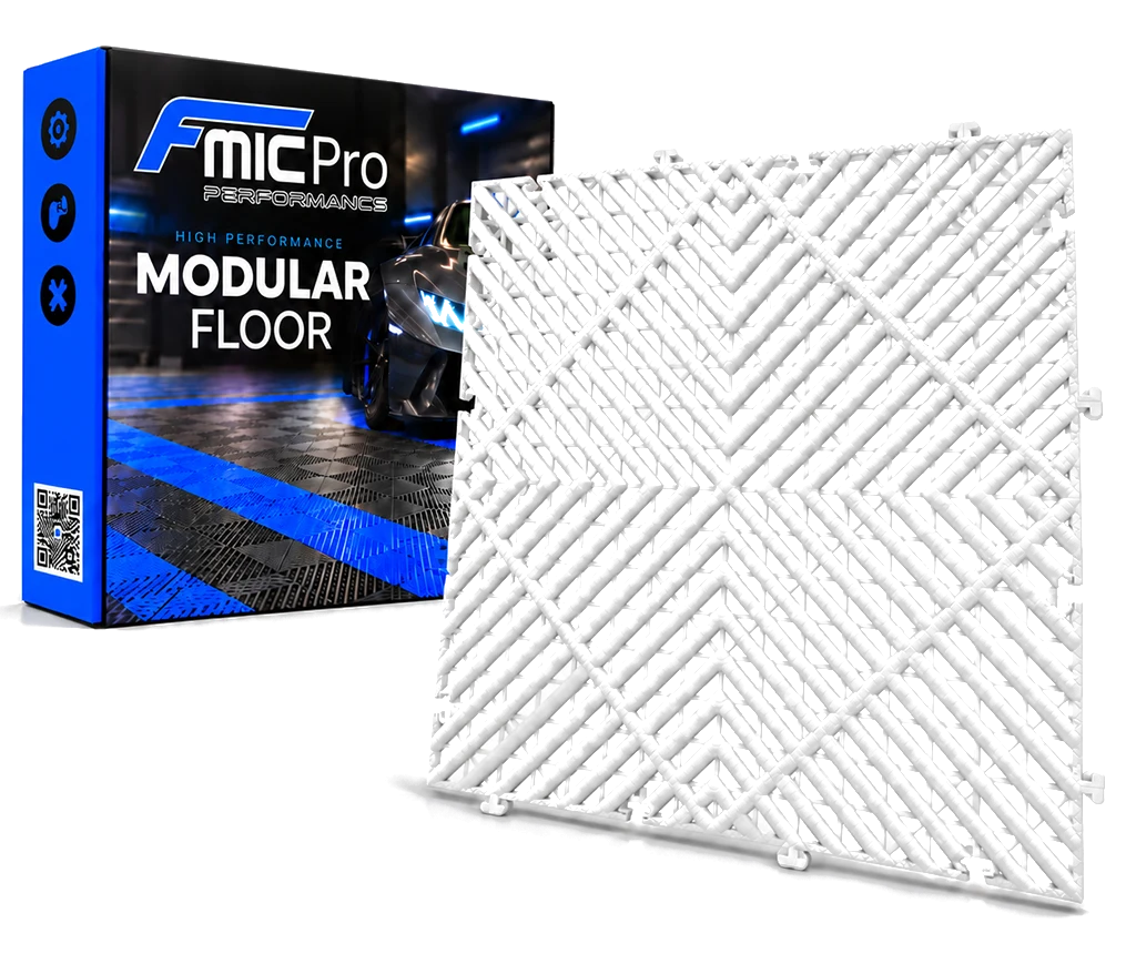 Podłoga modułowa panelowa FMIC.Pro do garażu warsztatu 40x40cm 20mm Biały