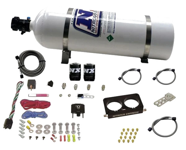 4 Valve Nitrous Plate System-Stock Throttle Body with 15Lb Bottle for Ford Nitrous Express NX 20950D-15