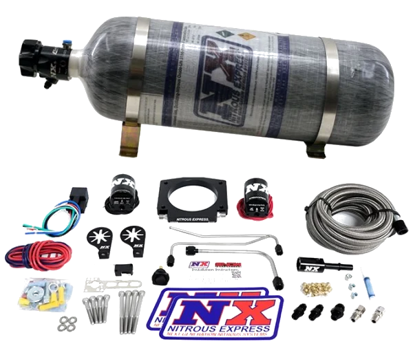 LS Single Entry 90mm Plate Hardline System with 12Lb Carbon Bottle (50-400Hp) Nitrous Express NX 20934S-12