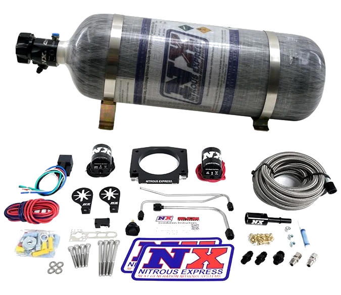 LS Single Entry 90mm Plate Hardline System with 12Lb Carbon Bottle (50-400Hp) Nitrous Express NX 20934S-12