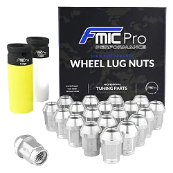 Kute nakrętki aluminiowe do kół  FMIC.Pro M14x1.25 Srebrne 20szt. stożkowe przelotowe 7075-T6