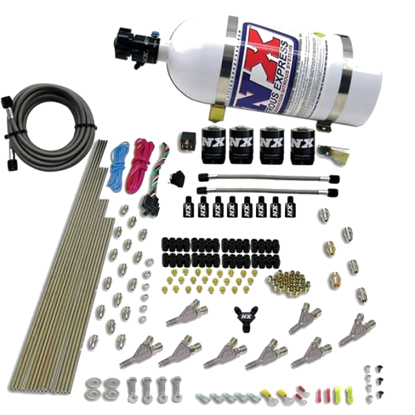 8 Cylinder S.T.D Annular Nozzle Direct Port 4 Solenoids Carburted Applications with 10Lb Bottle Nitrous Express NX 80018-10