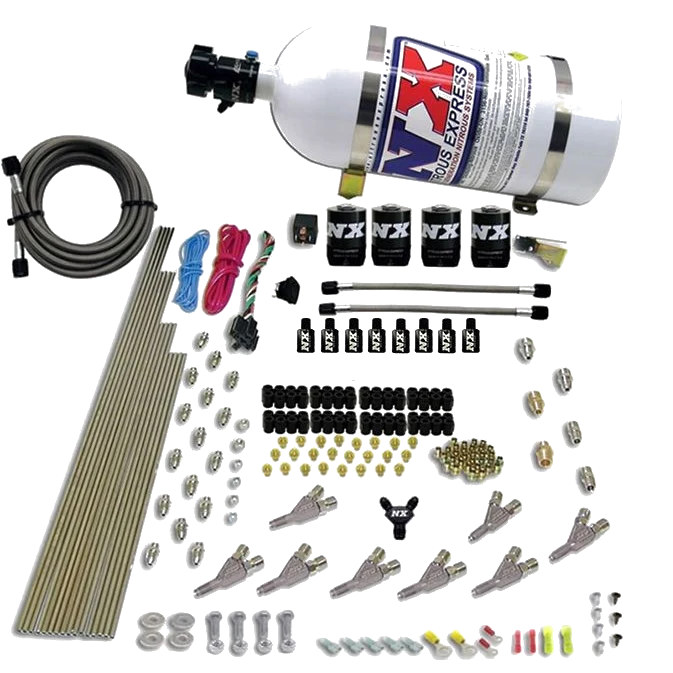 8 Cylinder S.T.D Annular Nozzle Direct Port 4 Solenoids Carburted Applications with 10Lb Bottle Nitrous Express NX 80018-10