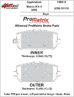 Klocki hamulcowe Wilwood 150-D1180K PM ProMatrix D1180 Street Performance Racing Pads .54