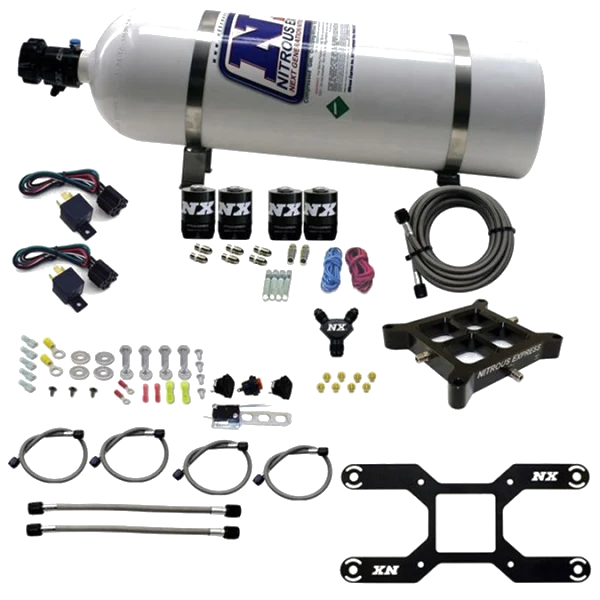 4150 Billet Crossbar Plate System Dual Stage 100-1000Hp with 15Lb Bottle Nitrous Express NX 66042-15