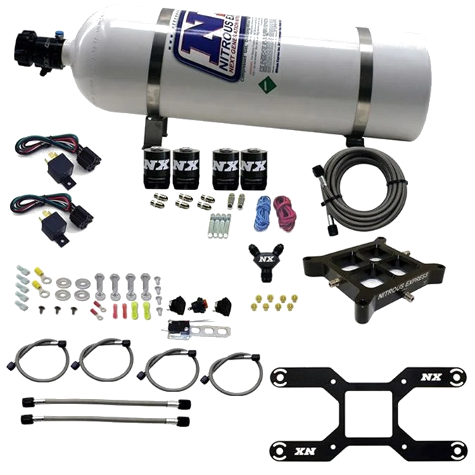 4150 Billet Crossbar Plate System Dual Stage 100-1000Hp with 15Lb Bottle Nitrous Express NX 66042-15