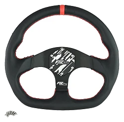 Kierownica sportowa FMIC.Pro D-Shape skórzana 325mm odsadzenie 42mm czerwona