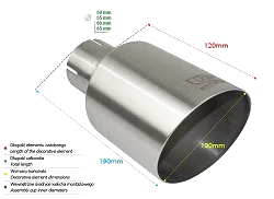 Uniwersalna końcówka tłumika okrągła 100mm długość 120mm średnica montażowa 50mm - NS1-101*/50