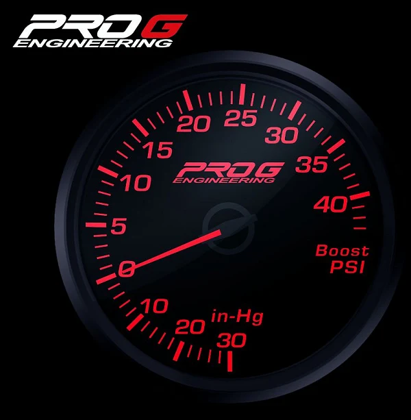 Wskaźnik Pro G Race Series RC, doładowania Boost 40 PSI RED 52mm