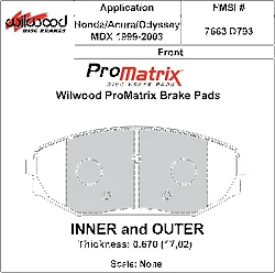 Klocki hamulcowe Wilwood 150-D0793K PM ProMatrix D793 Street Performance Racing Pads .67