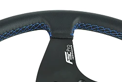Kierownica sportowa FMIC.Pro Classic skórzana 350mm odsadzenie 33mm niebieska