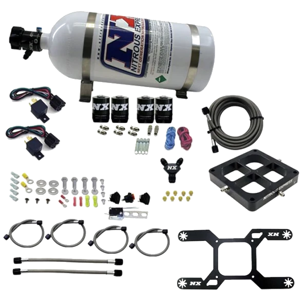 4500 Billet Crossbar Plate System Dual Stage 100-1000Hp with 10Lb Bottle Nitrous Express NX 66047-10