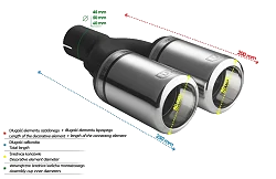 Uniwersalna końcówka tłumika okrągła 80mm długość 160mm średnica montażowa 50mm - N2-07-1K/50