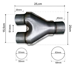 Y-pipe 63-51mm