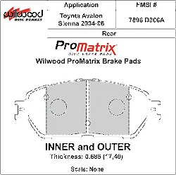 Klocki hamulcowe Wilwood 150-D0906AK PM ProMatrix D906A Street Performance Racing Pads .685