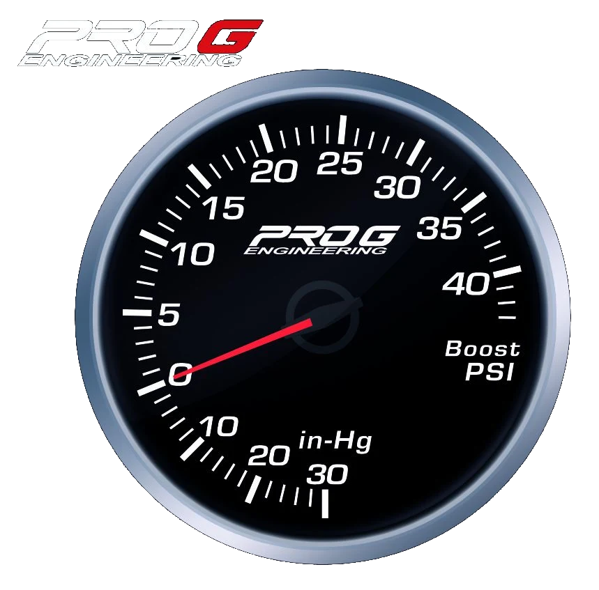 Wskaźnik Pro G Race Series RS, doładowania Boost 40 PSI WHITE 52mm