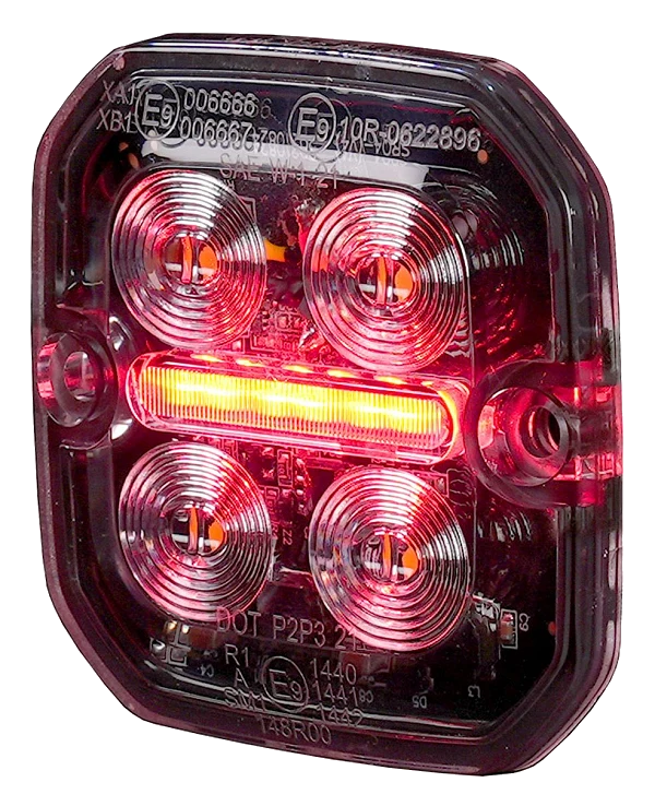 Lampa Ostrzegawcza Pozycyjna LED Purelux Ultra Slim Square Biała / Czerwona 12V 24V 60mm 8W