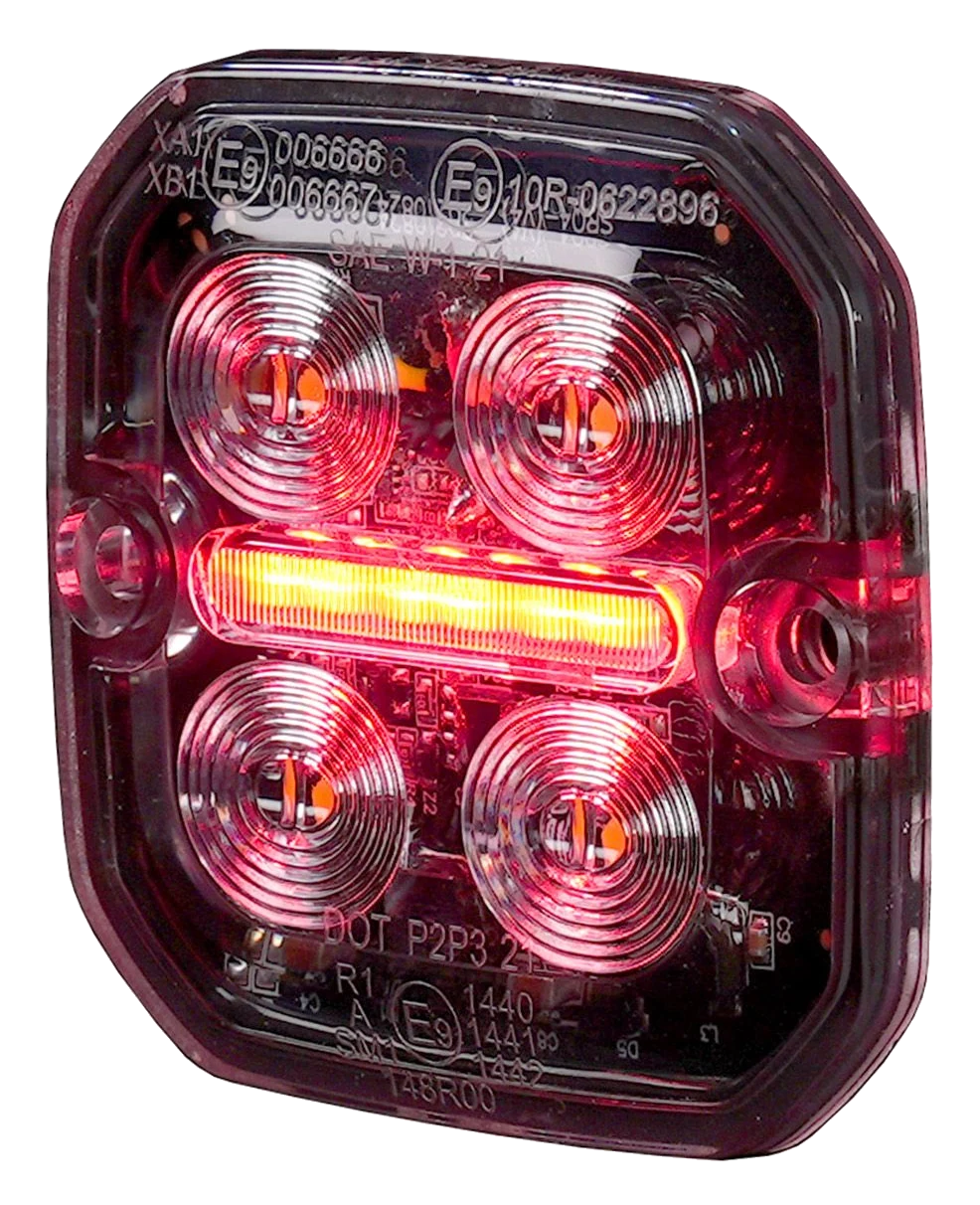 Lampa Ostrzegawcza Pozycyjna LED Purelux Ultra Slim Square Biała / Czerwona 12V 24V 60mm 8W