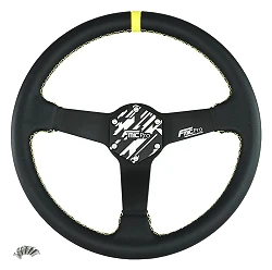 Kierownica sportowa FMIC.Pro Track skórzana 350mm odsadzenie 33mm żółta