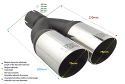 Uniwersalna końcówka tłumika okrągła 76mm długość 230mm średnica montażowa 50mm - N2-76*/50