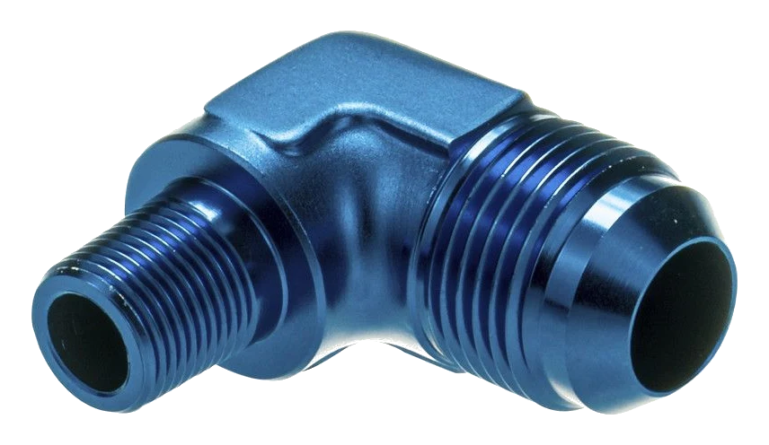 AN4 - 3/8 NPT 90' Nypel adapter męsko-męski JIC - NPT Niebieski