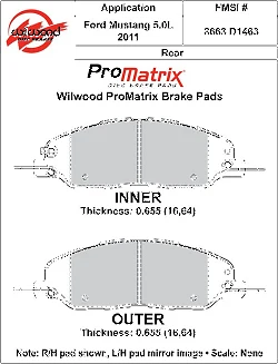 Klocki hamulcowe Wilwood 150-D1463K PM ProMatrix D1463 Street Performance Racing Pads .655