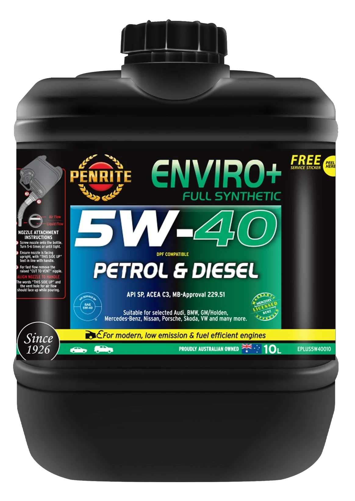Olej silnikowy Penrite Enviro + 5W40 Full Synthetic 10L