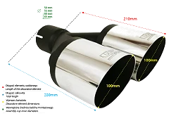 Uniwersalna końcówka tłumika okrągła 100mm długość 200mm średnica montażowa 65mm - N2-101*/65