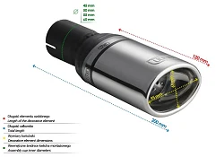 Uniwersalna końcówka tłumika owalna 95×65mm długość 120mm średnica montażowa 45mm - N1-10/45