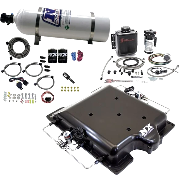 Billet Supercharger Lid with Integrated Nitrous and Water/Methanol with 15Lb Bottle for Dodge Hellcat / Demon Nitrous Express NX 20972BMF-15