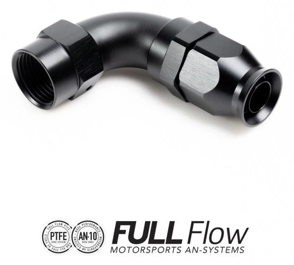 Nuke Performance Full Flow PTFE Hose End Fitting 90 Degree AN10
