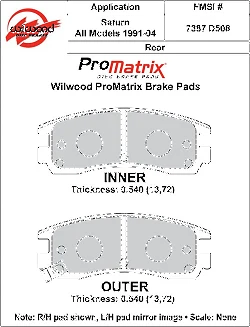 Klocki hamulcowe Wilwood 150-D0508K PM ProMatrix D508 Street Performance Racing Pads .54