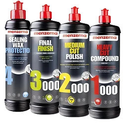 MENZERNA Zestaw Past Polerskich 1000 2000 3000 + Wosk Sealing Wax Protection Korekta i Ochrona Lakieru 4x250ml