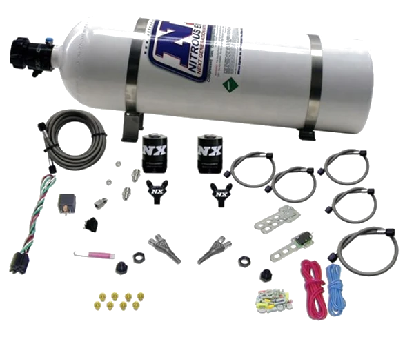 Dual Nozzle Nitrous System with 15Lb Bottle for GM TBI ALL (50-75-100-125HP) Nitrous Express NX 20218-15