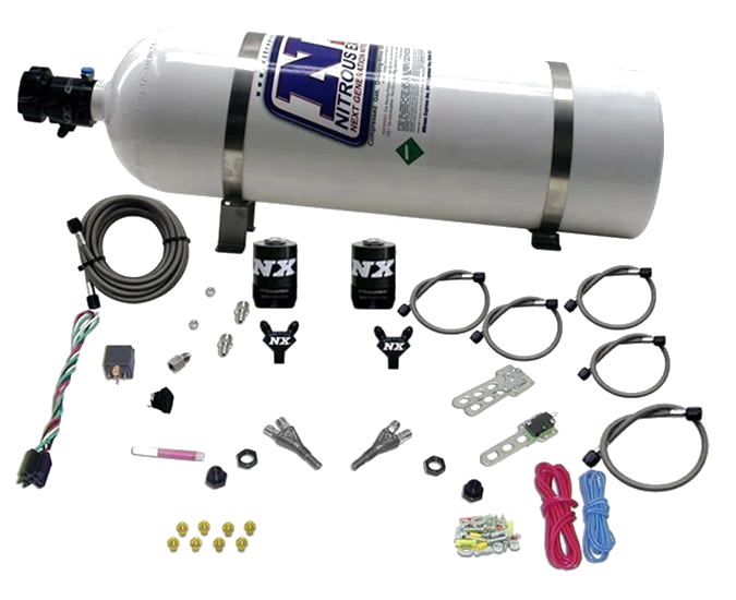 Dual Nozzle Nitrous System with 15Lb Bottle for GM TBI ALL (50-75-100-125HP) Nitrous Express NX 20218-15