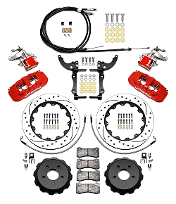 Wilwood 140-13888-DR AERO4-MC4 Big Brake Parking Zestaw hamulcowy tylny 14.00 wiercony czerwony Ford