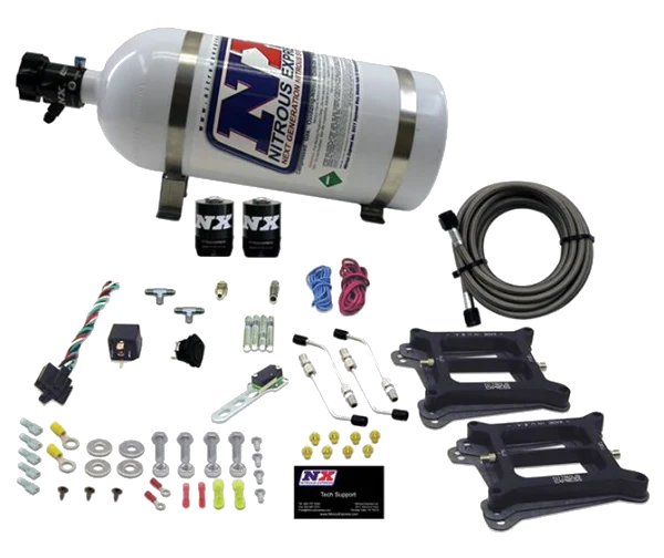 Dual 4150 Conventional Plate System Gasoline Pro-Power 100-500Hp with 10Lb Bottle Nitrous Express NX 50240-10