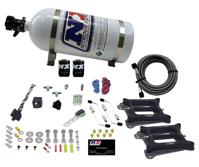 Dual 4150 Conventional Plate System Gasoline Pro-Power 100-500Hp with 10Lb Bottle Nitrous Express NX 50240-10